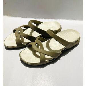Crocs comfort sandals Tan Slide summer beach strappy waterproof  women's 8W